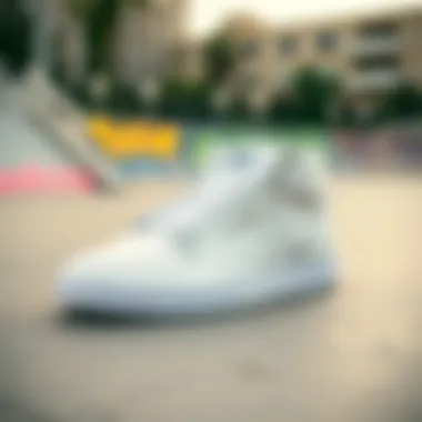 Adidas Forum sneakers in an urban skate park setting, reflecting their cultural significance.