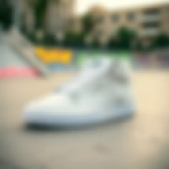 Adidas Forum sneakers in an urban skate park setting, reflecting their cultural significance.