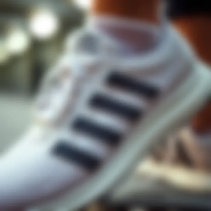 Close-up of the technological features in Adidas Swift Run white footwear
