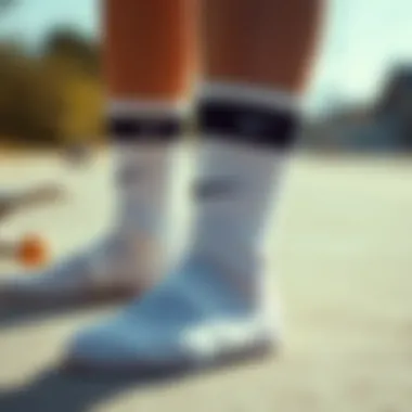 A close-up view of Nike socks showcasing their innovative design and materials.
