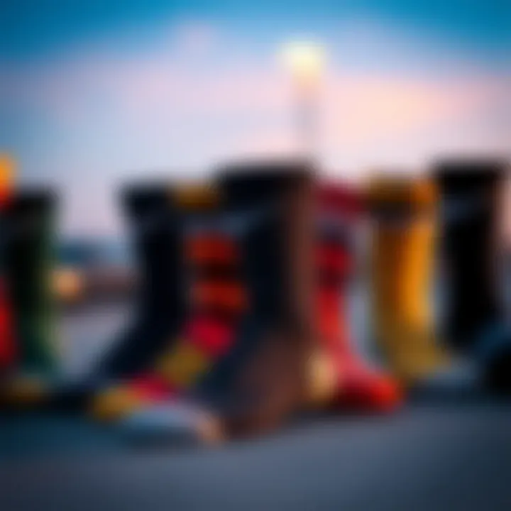 A collection of various Nike socks designed for skaters, emphasizing style and functionality.