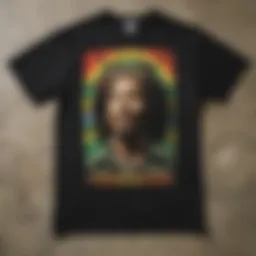 A vintage Bob Marley tee shirt showcasing iconic album artwork