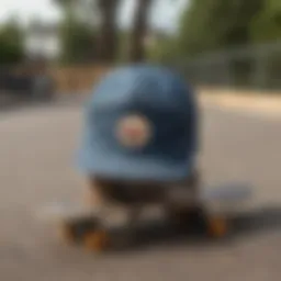 A vintage bucket cap on a skateboard, showcasing the blend of fashion and function.