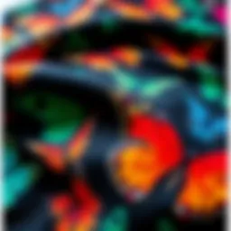 Close-up of butterfly pattern fabric showcasing intricate details and vibrant colors