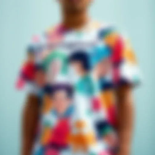 Vibrant Champion all over print t-shirt showcasing skateboard culture