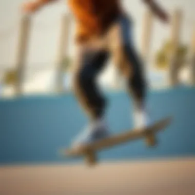 Performance Meets Style: Skateboarding in Champion Sweatpants Skateboarder demonstrating movement in Champion sweatpants