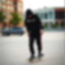 Champion Athletic Sweatpants in an urban skate park setting