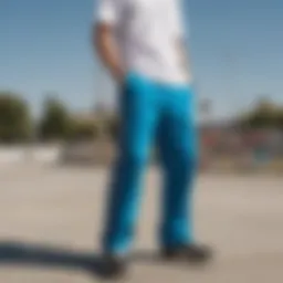 Vibrant array of Dickies pants showcasing various colors popular among skateboarders
