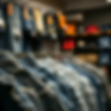 Ripped Jeans Collection in Store A collection of ripped jeans displayed in a retail store