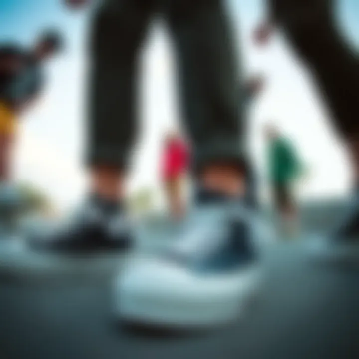 Group of skateboarders wearing Converse All Star thick sole shoes