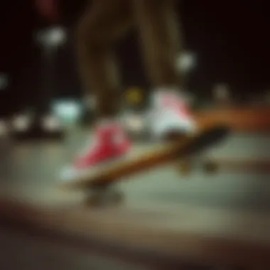 Skateboarder performing tricks while wearing Converse platform sneakers