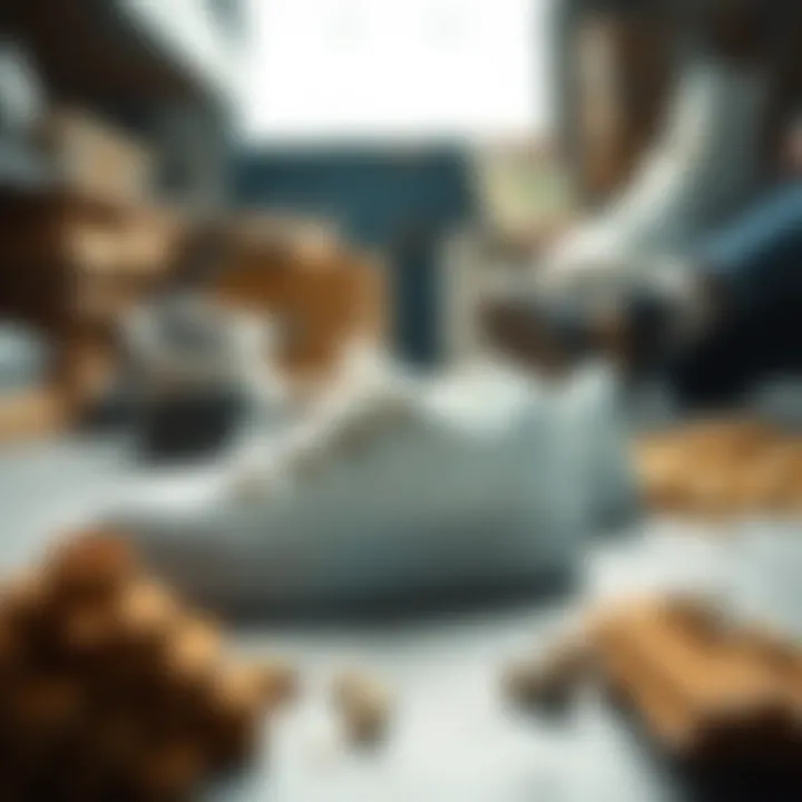 Materials used in Converse White Gold Platform sneakers displayed