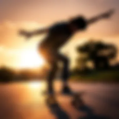 Cinematic Skateboarding at Sunset Cinematic shot of a skateboarding session at sunset
