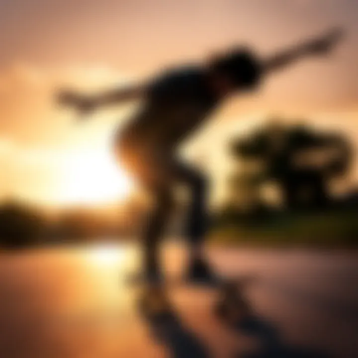Cinematic Skateboarding at Sunset Cinematic shot of a skateboarding session at sunset