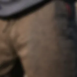 A close-up of the unique stitching and fabric of crooks pants