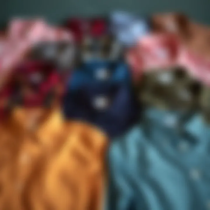 A stylish arrangement of DC button-up shirts in various colors and patterns