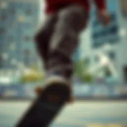 Skateboarding in dikie pants showcasing urban style