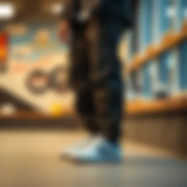 Styling Dikie Pants for the Skate Journey Stylish dikie pants paired with skate shoes in a trendy setting