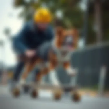 Training Dogs to Skateboard An expert trainer demonstrating techniques for teaching dogs to skateboard