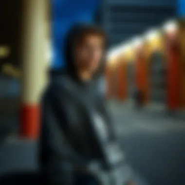 Hoodie Fashion in Skateboarding Culture A stylish skateboarder wearing a trendy hoodie in an urban setting