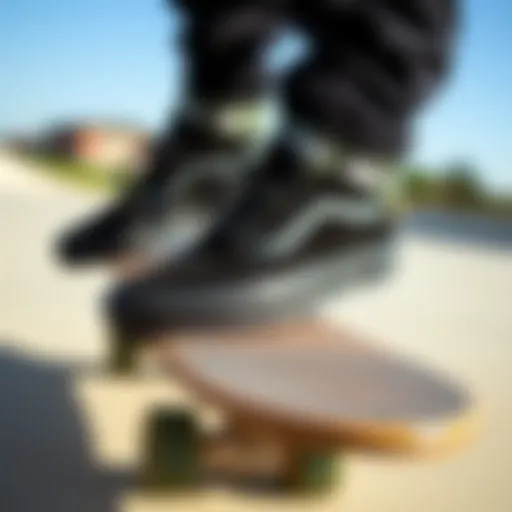 All Black Vans in Action All black Vans shoes on a skateboard