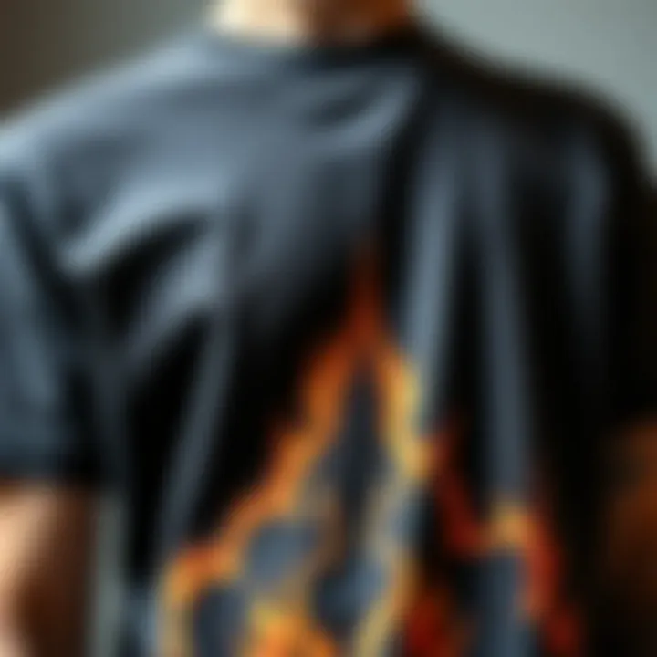 Artistry on Fabric Close-up of a unique graphic design on a tee