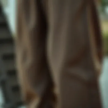 Detailed Fabric Composition of Chino Loose Pants A close-up of authentic chino loose pants showcasing fabric texture and stitching details