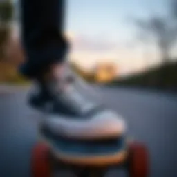 Classic black and white Converse sneakers on a skateboard
