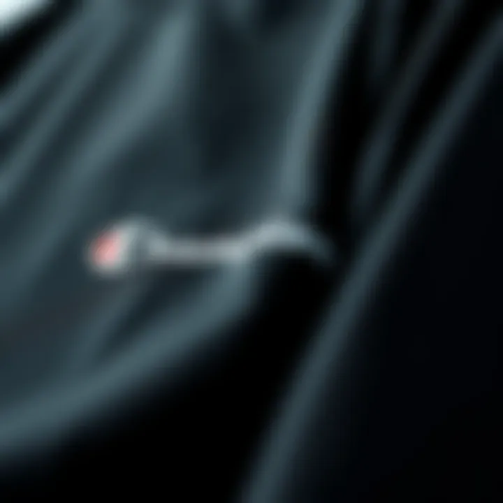 Close-up of the fabric texture of the black long sleeve Champion shirt