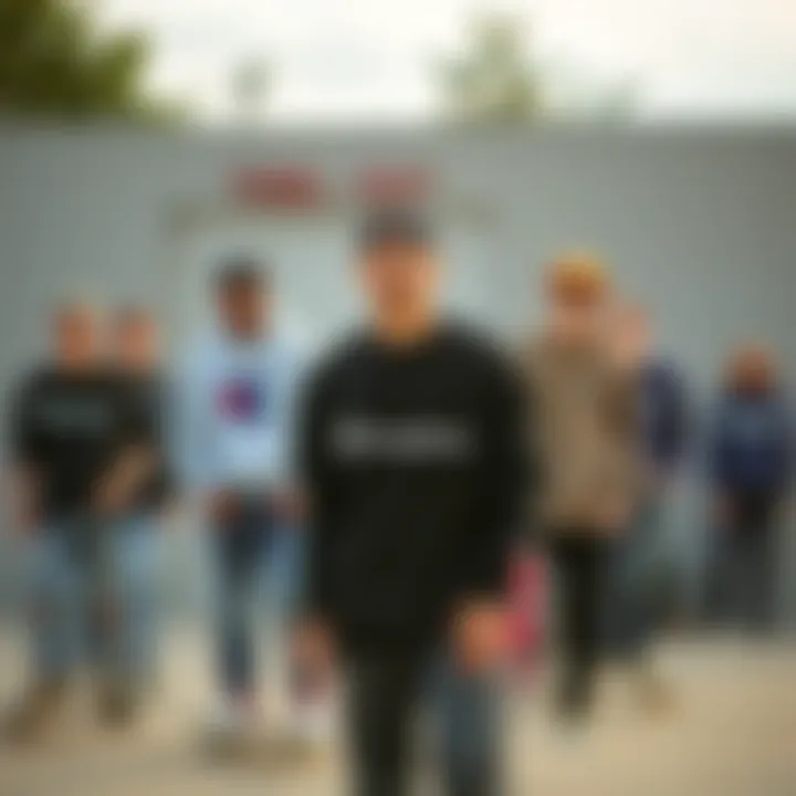 Group of skaters showcasing various styles with the Champion shirt