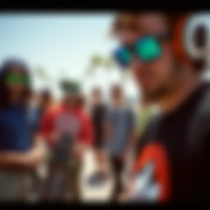 Group of skateboarders in San Diego sporting Blenders sunglasses