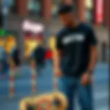 Stylish skateboarder showcasing Brixton Clothing