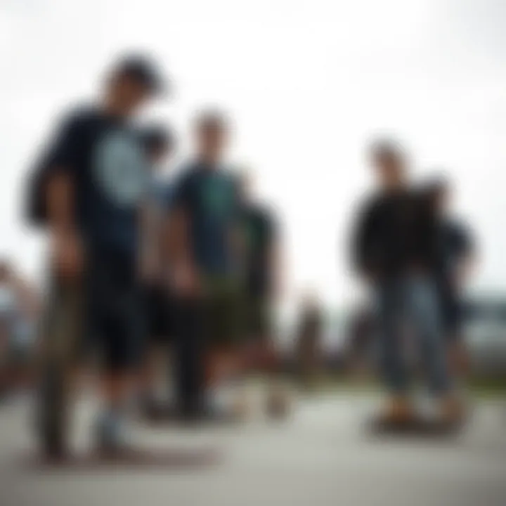 Group of skateboarders wearing camo shorts