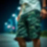 Camo shorts styled with skateboard gear