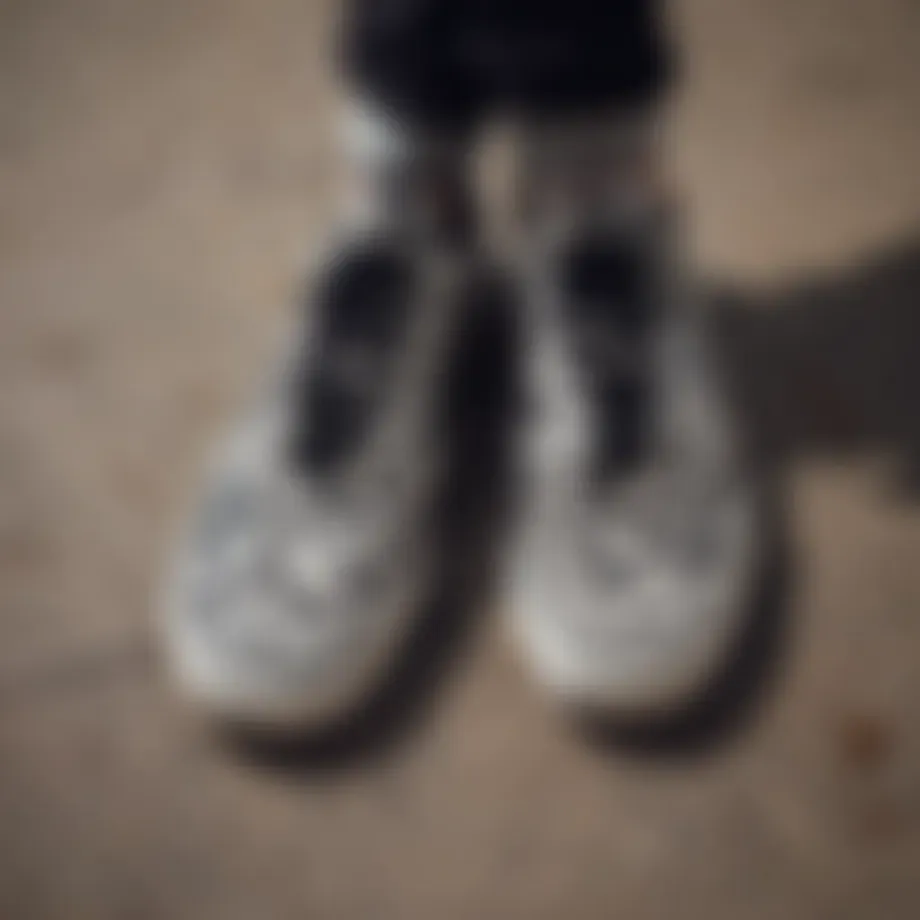 A close-up view of the Checkerboard Vans lace-up shoes highlighting their iconic pattern.