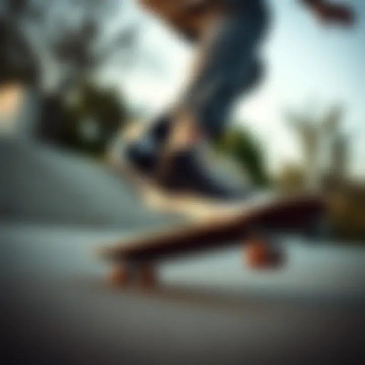 Skateboarding with Style A skateboarder performing a trick while wearing Converse Chuck Taylor All Star black low tops