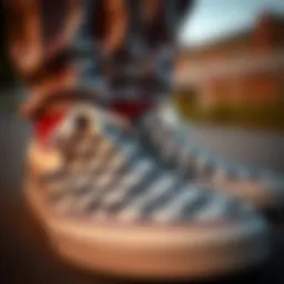 A close-up view of slip-on Vans showcasing unique design elements