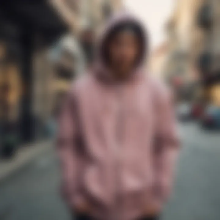 Skateboarder wearing a fashionable hoodie