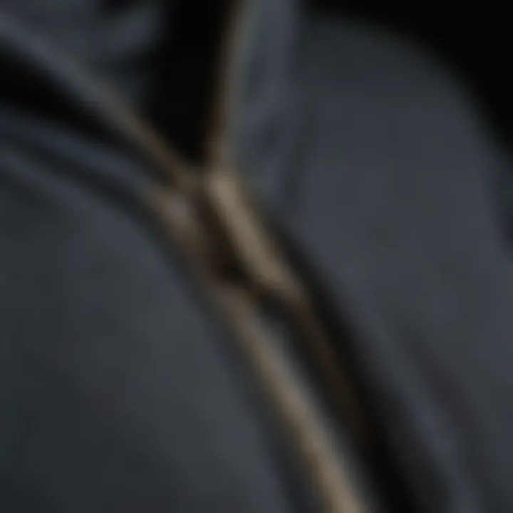 Close-up of zipper detail on a hoodie