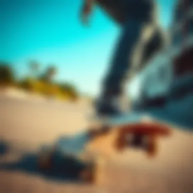 Skateboarder performing tricks in denim chucks on the street
