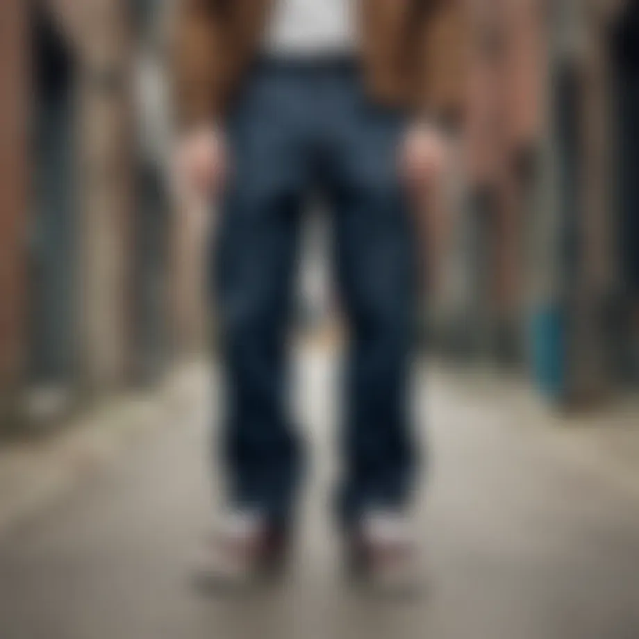 Stylish Dickies carpenter pants showcased in an urban setting