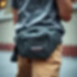 A detailed view of the Eastpak fanny pack showcasing its design elements