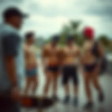 Group of skaters discussing style and comfort while wearing Ethika Bear Underwear.