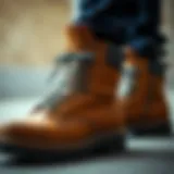 Close-up view of Globe Boots showcasing unique designs and textures