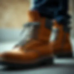 Close-up view of Globe Boots showcasing unique designs and textures