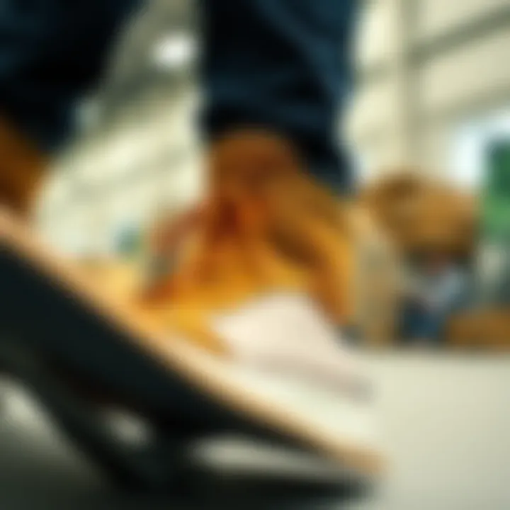 Visually appealing layout of sustainable materials used in footwear