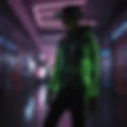 A vibrant collection of glow in the dark clothing showcased under black light.