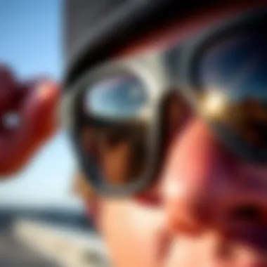 Glare Reduction: The Science Behind Grey Glasses Close-up of grey glasses lenses reflecting sunlight, emphasizing glare reduction
