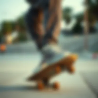 Skateboarding with Grey Velcro Vans Skateboarder demonstrating tricks while wearing grey velcro Vans