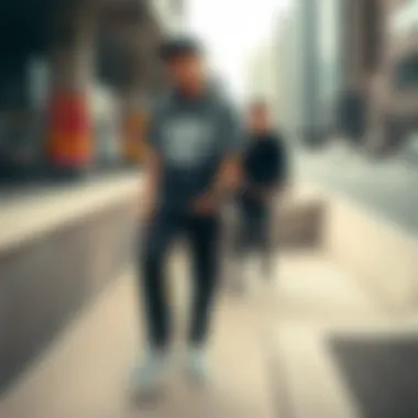 Urban Style with Grey Velcro Vans Stylish urban setting featuring grey velcro Vans paired with casual attire